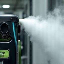 Ισχυρός βιομηχανικός ατμοκαθαριστής σε λειτουργία, με ατμό να βγαίνει, υποδηλώνοντας βαθιά αποστείρωση.