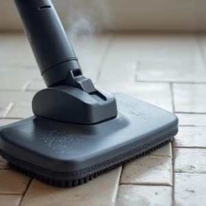 Industrial steam cleaner in action